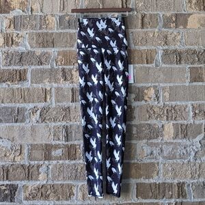 NWT Emily Hsu Designs Red Crowned Crane Full Length Leggings High Rise Small